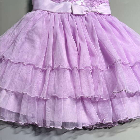 ๐3/$15 Jona Michelle lilac dress with floral embroidered top tiered tulle skirt - Picture 3 of 7